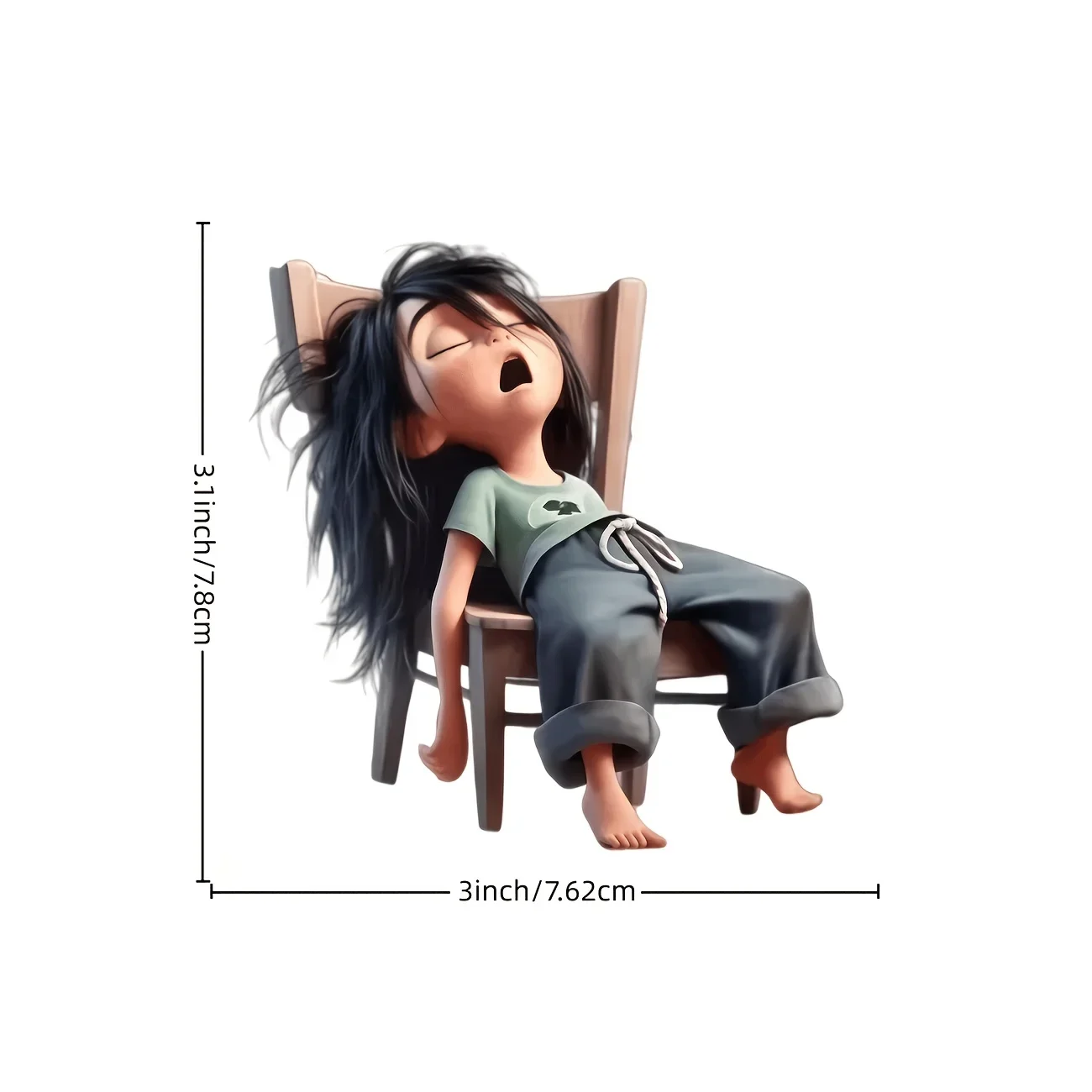2D Flat Sleepy Yawning Girl Waterproof Vinyl Sticker Decal For Car Laptop Water Bottle Phone Luggage Motorcycle Fridge Decor