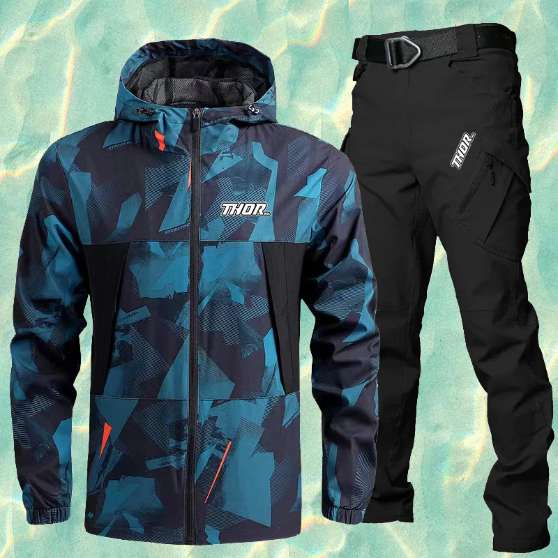 

THORSOL Men Cycling Jersey Set Autumn Mountain Bike Clothing Motorcycles Bicycle Outfit MTB Trousers Kit Equipamento De Ciclismo