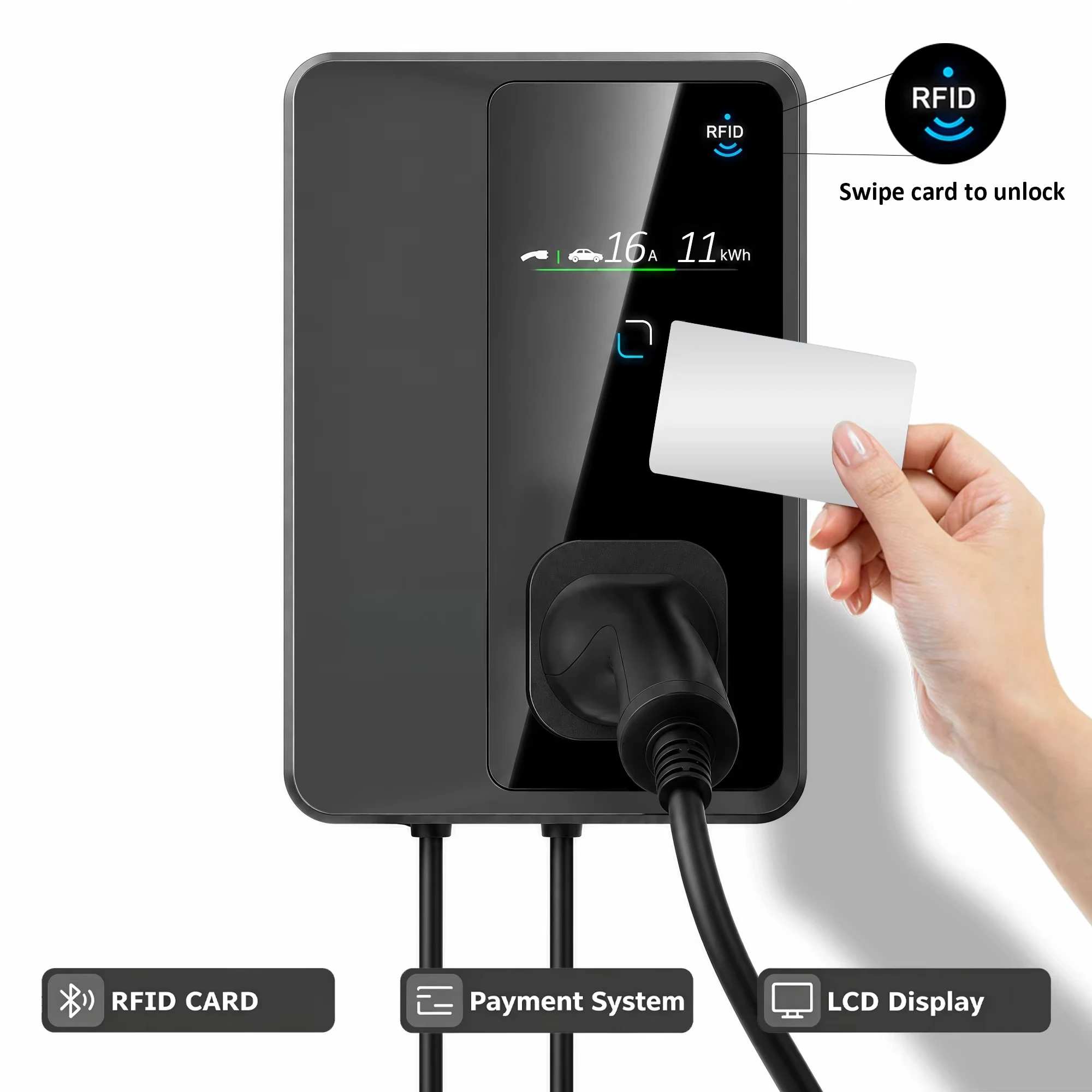 Smart Charger Wall Mounted Charging Station EV Charger 11Kw Type1 Plug Single Phase 40A Electric Car Charger with App Control