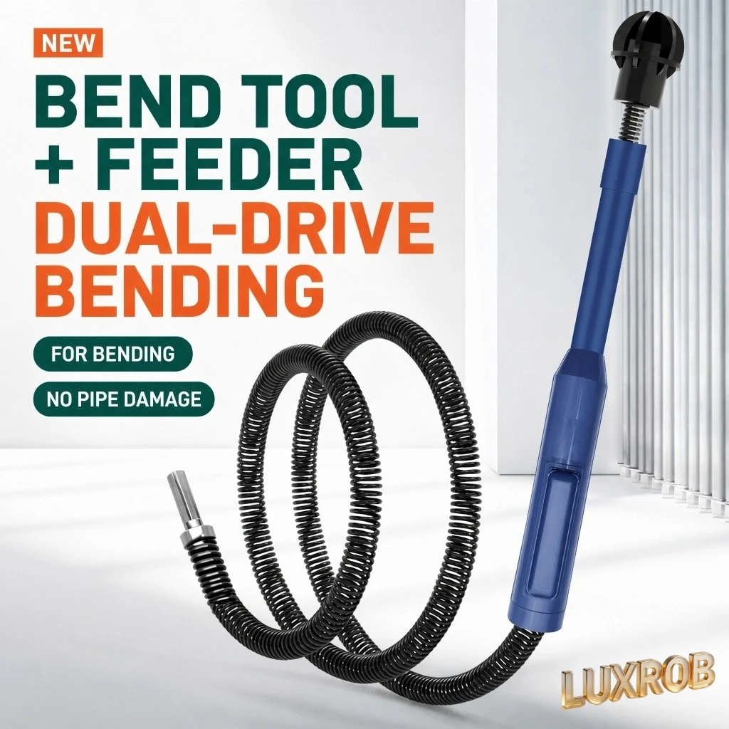 Dual-Drive Drain Cleaning Set Olive Head Spring with ABS Feeder Tool 90° Bend Pipe Unclogger for Toilet Sink Floor Drain