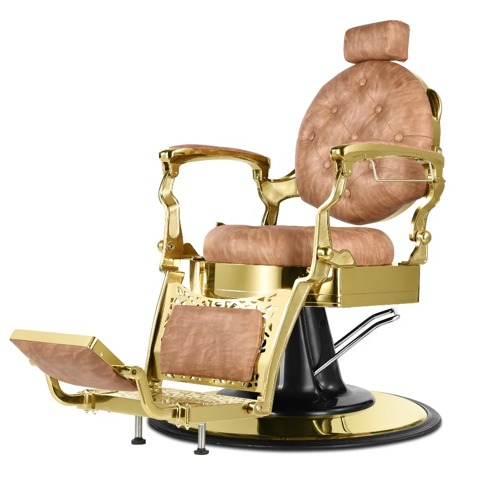 

Barber Chairs Antique Vintage Silla De Barbero Gold Hair Salon Chairs for Barber Shop High Quality Hairdressing Chair for Man