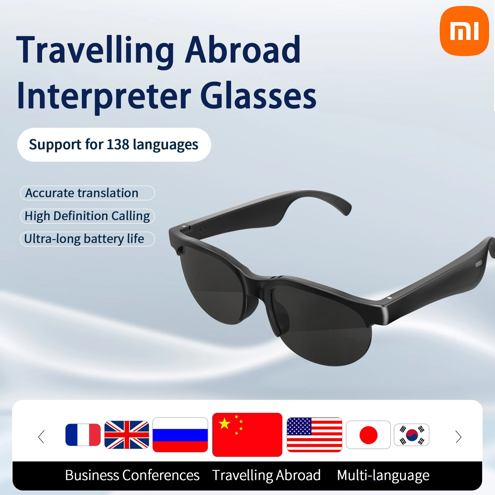 Xiaomi Smart Translation Glasses Bluetooth Earphones Intelligent Call Music Universal Open Sound System Outdoor Running Cycling