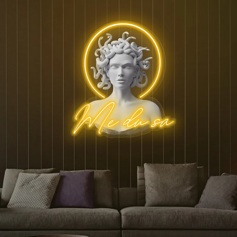 Imagem -02 - Encantadora Medusa Head Neon Sign para Sala de Estar Home Party e Business Wall Decor Mítica Led Light Sinais de Néon Personalizados