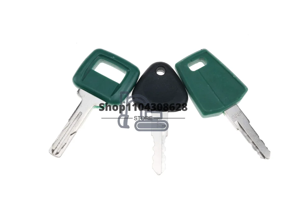 3PCS 777 C001 P0P Heavy Equipment Key Set/Construction Ignition Keys Sets Fits for Excavator Loader Truck 11039228 777 KEY