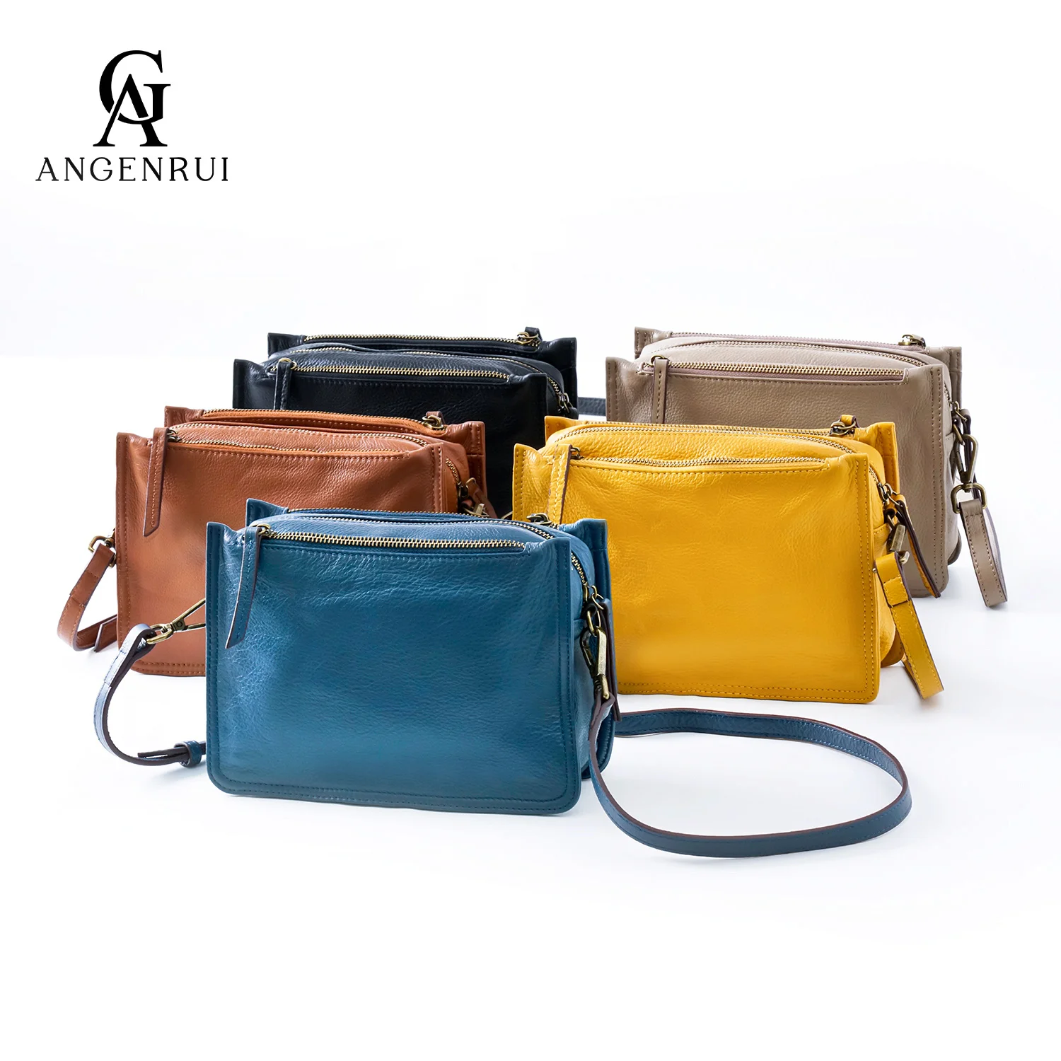 

ANGENGRUI Brand 2023 New Genuine Leather Women Bag Casual Fashion And Exquisite Top Layer Cowhide One Shoulder Small Square