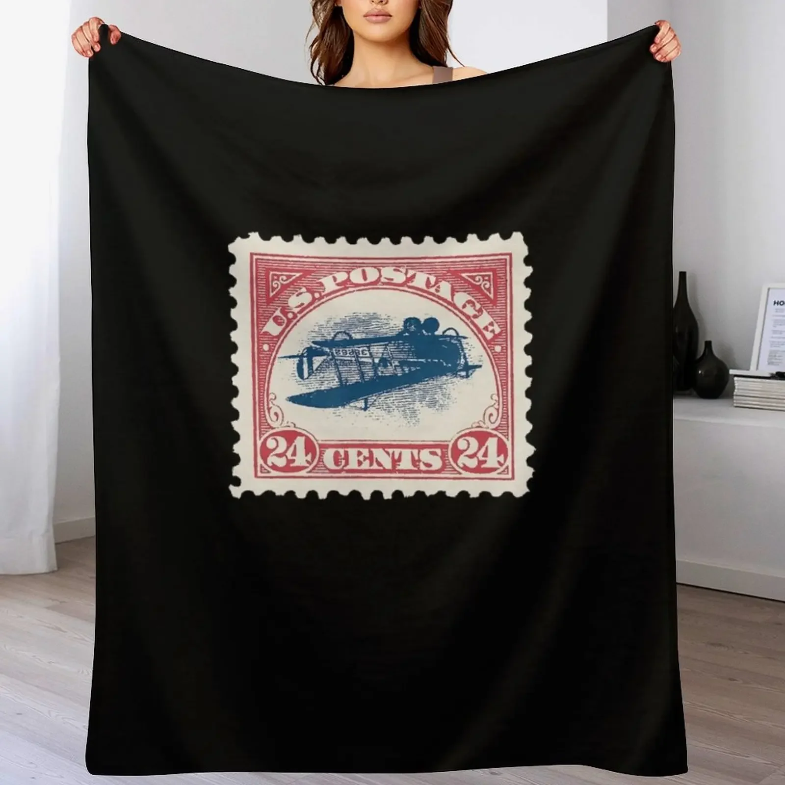 

Inverted Jenny Stamps 24 Cent Rare 1918 US Postage Stamp Throw Blanket Soft Bedroom Blanket for Night Sleeping