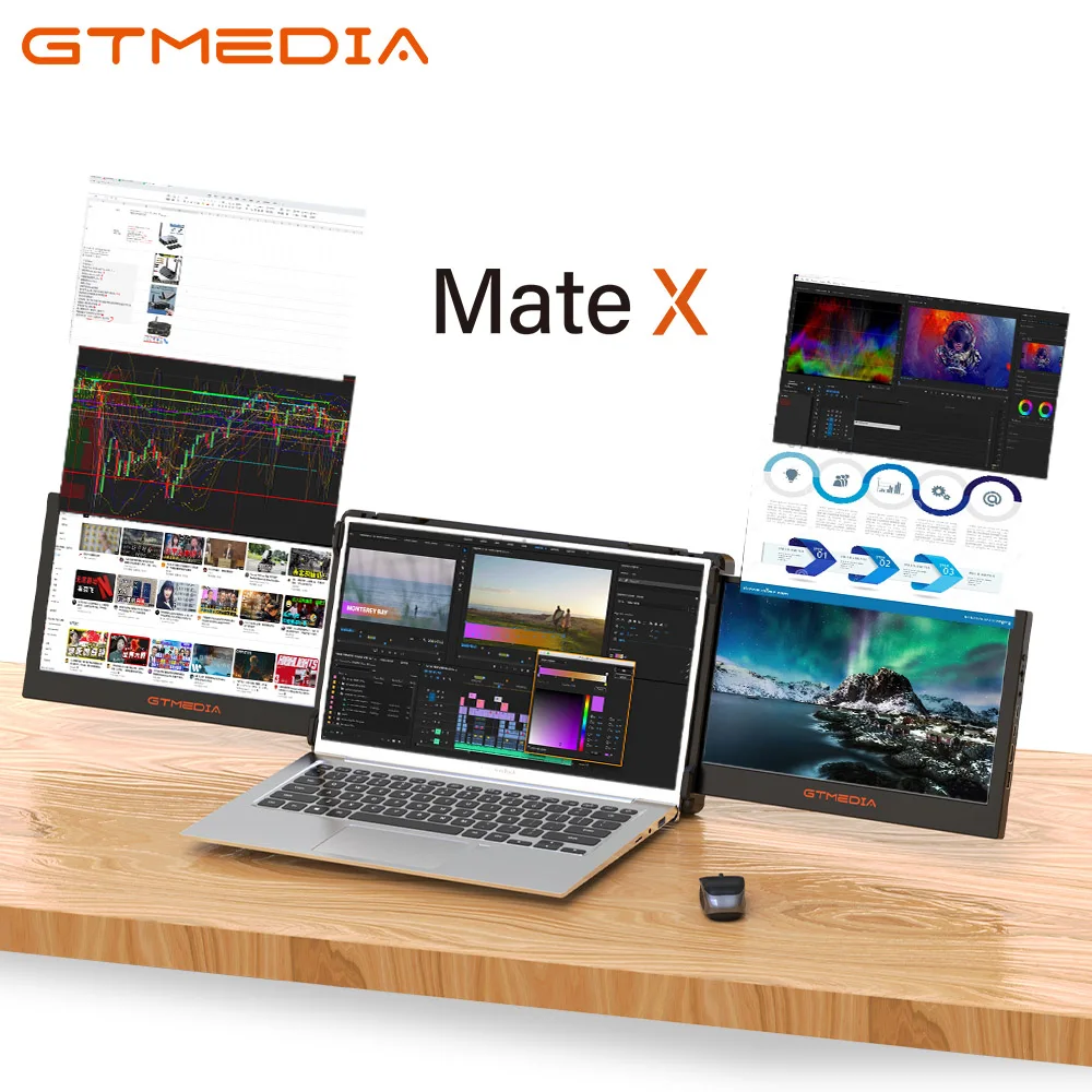 

Портативный монитор для ноутбука GTMEDIA MATE X 11,6 дюйма, тройной двойной расширитель 1920x108, 0 IPS экран, полный обзор, складной дисплей, монитор для ноутбуков