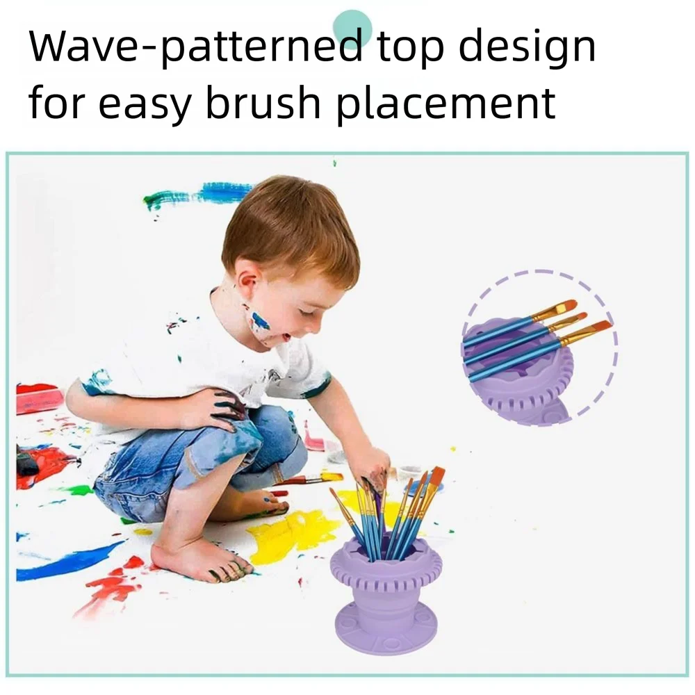 

Foldable Painting Brush Washer Suction Cup Bottom Non-slip Silicone Paint Cleaner Box Pen Holder with Hanging Hole