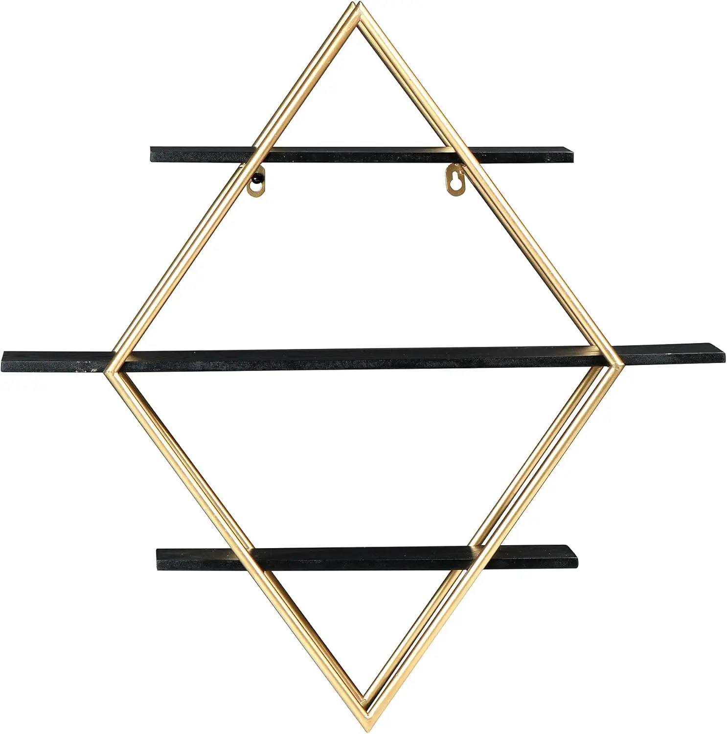 

Mesa Wood And Gold Diamond Wall Shelf
