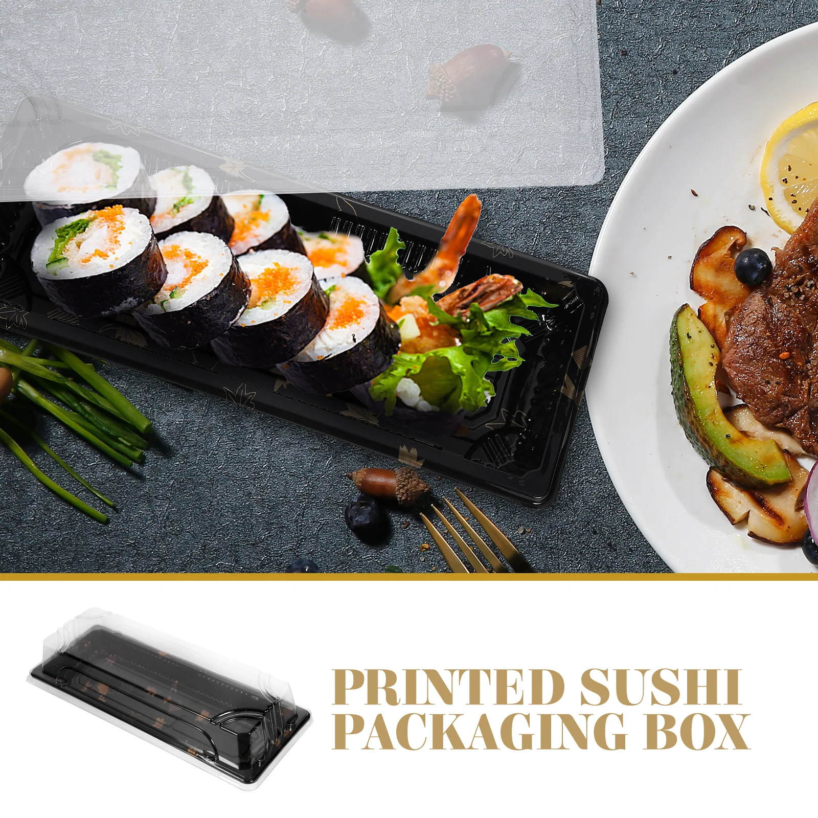 

20 Pcs Sushi Box Packing Container Tray Hamburger Plastic Boxes Takeout Containers