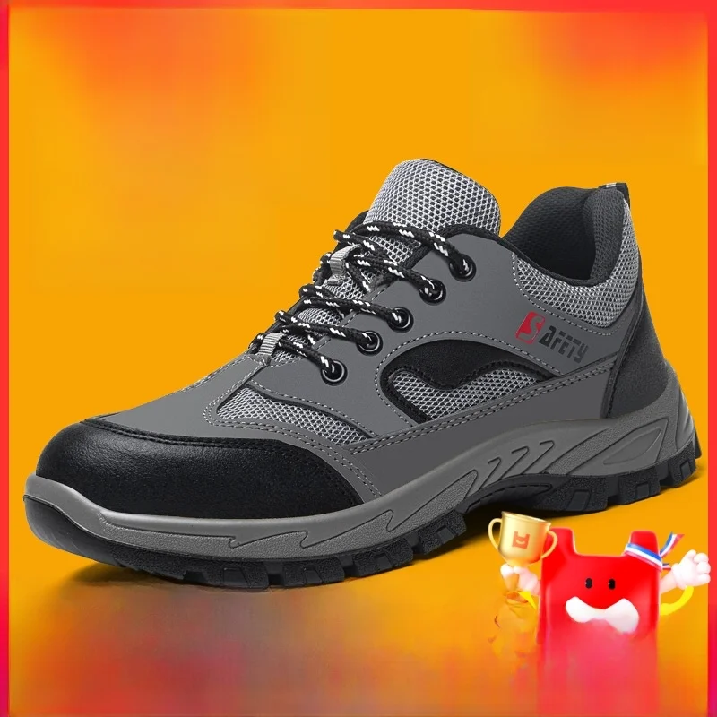 

Men's Safety Work Shoes Summer Lightweight Breathable Steel Toe Anti Crush And Piercing Slip Resistant Comfortable Anti Odor