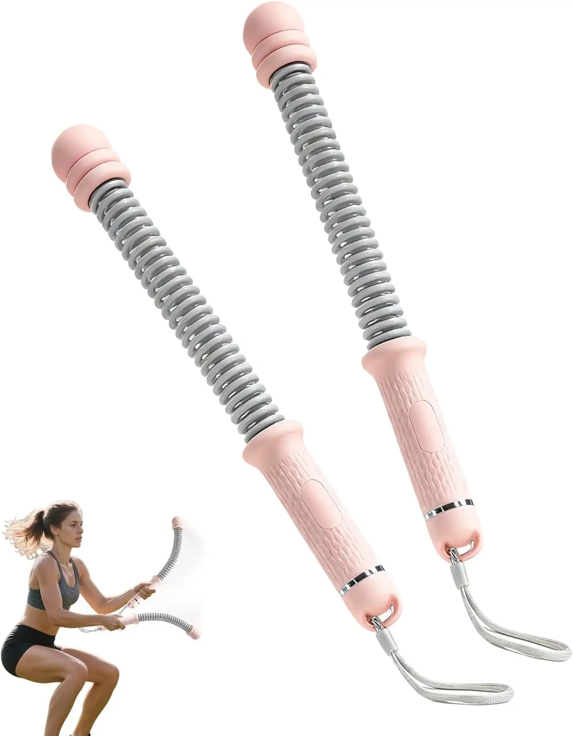 Ropeless Battle Ropes- Adjustable Portable Low-Impact Workout Equipment for Home Gym, Fitness Equipment for HIIT, Cardio & Muscle Training, Fat Burning for Men, Women & Fitness Enthusiasts (Pink)