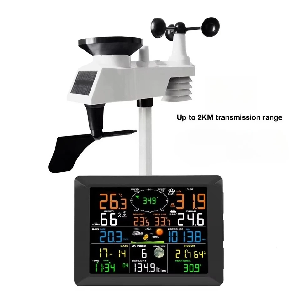 

FT0310 LoRa WiFi Weather Station, 7-in-1 Outdoor Sensor Array, 2km Transmission Distance for Agriculture & Forestry Monitoring