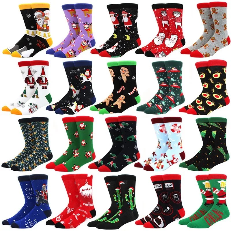 

New 2021 Christmas Socks Women Funny Santa Claus Christmas Tree Snow Elk Cotton Happy Socks Men Harajuku New Year Sokken