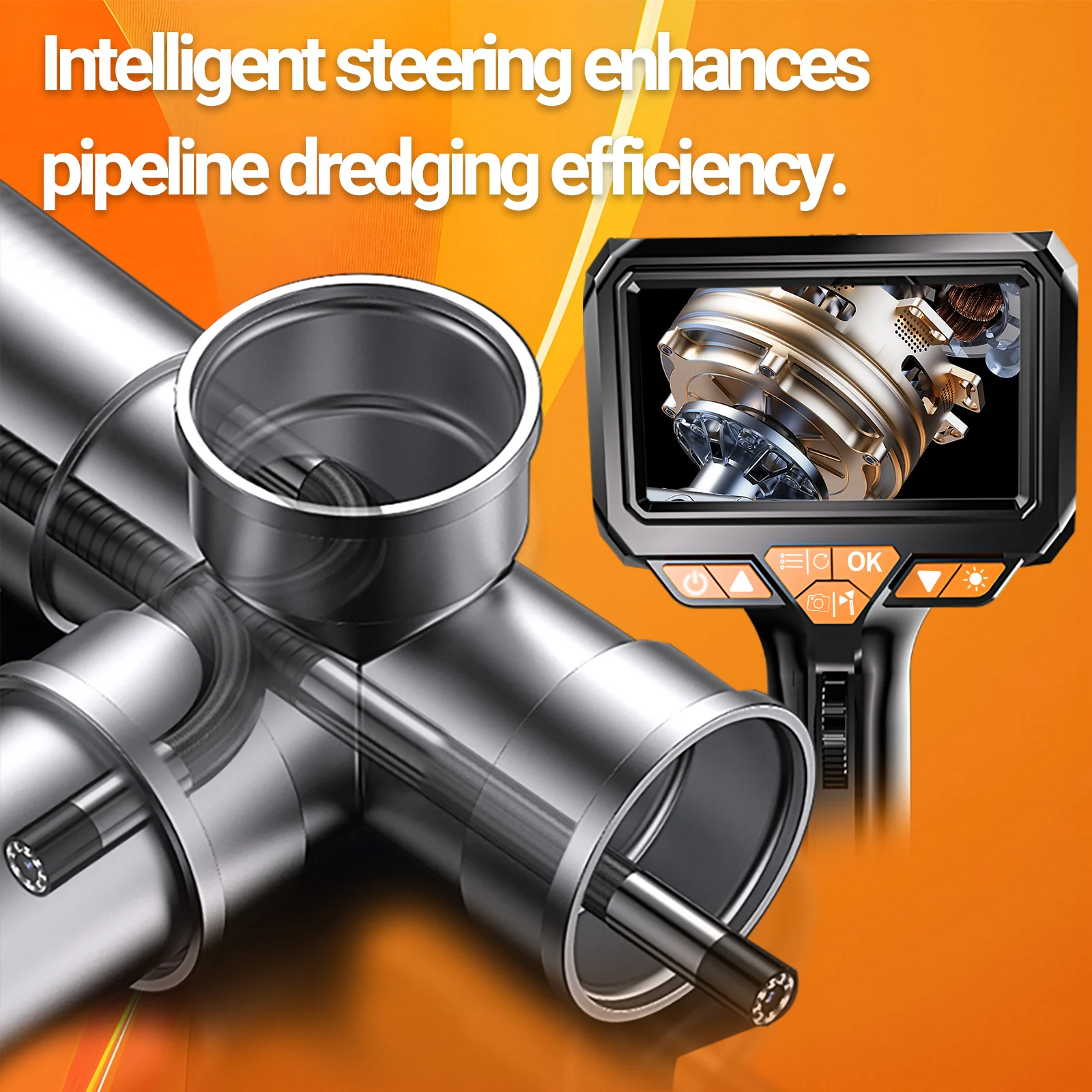 Two-Way 360° Articulating Borescope 8.5MM /6.5MM Waterproof Probe Camera for Automotive Repair With 4.3 inch Screen