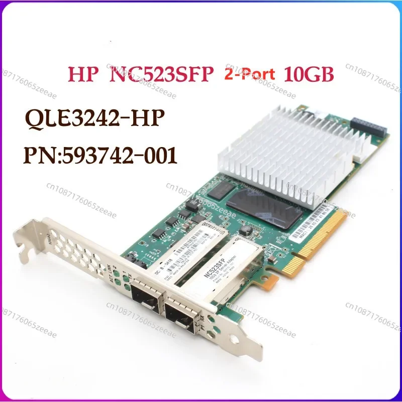

Original 10GB 2 Port Dual Port 593742-001 593715-001 For HP NC523SFP Qlogic QLE3242 10G fiber optic network card 593717-b21
