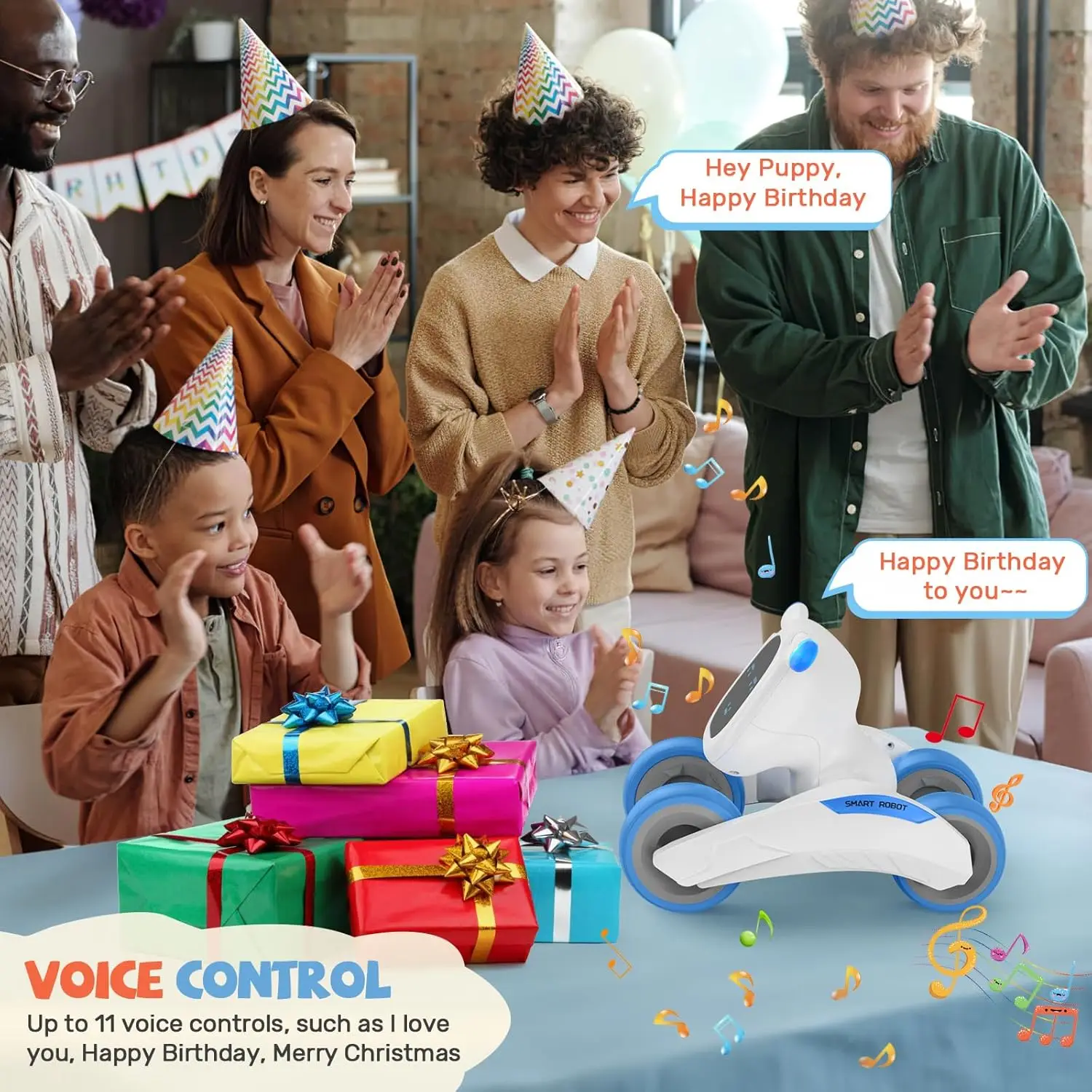 Robot inteligente para perros, juguete electrónico inteligente, acrobacias, comando de voz, programable, sensación táctil, música interactiva, mascotas parlantes