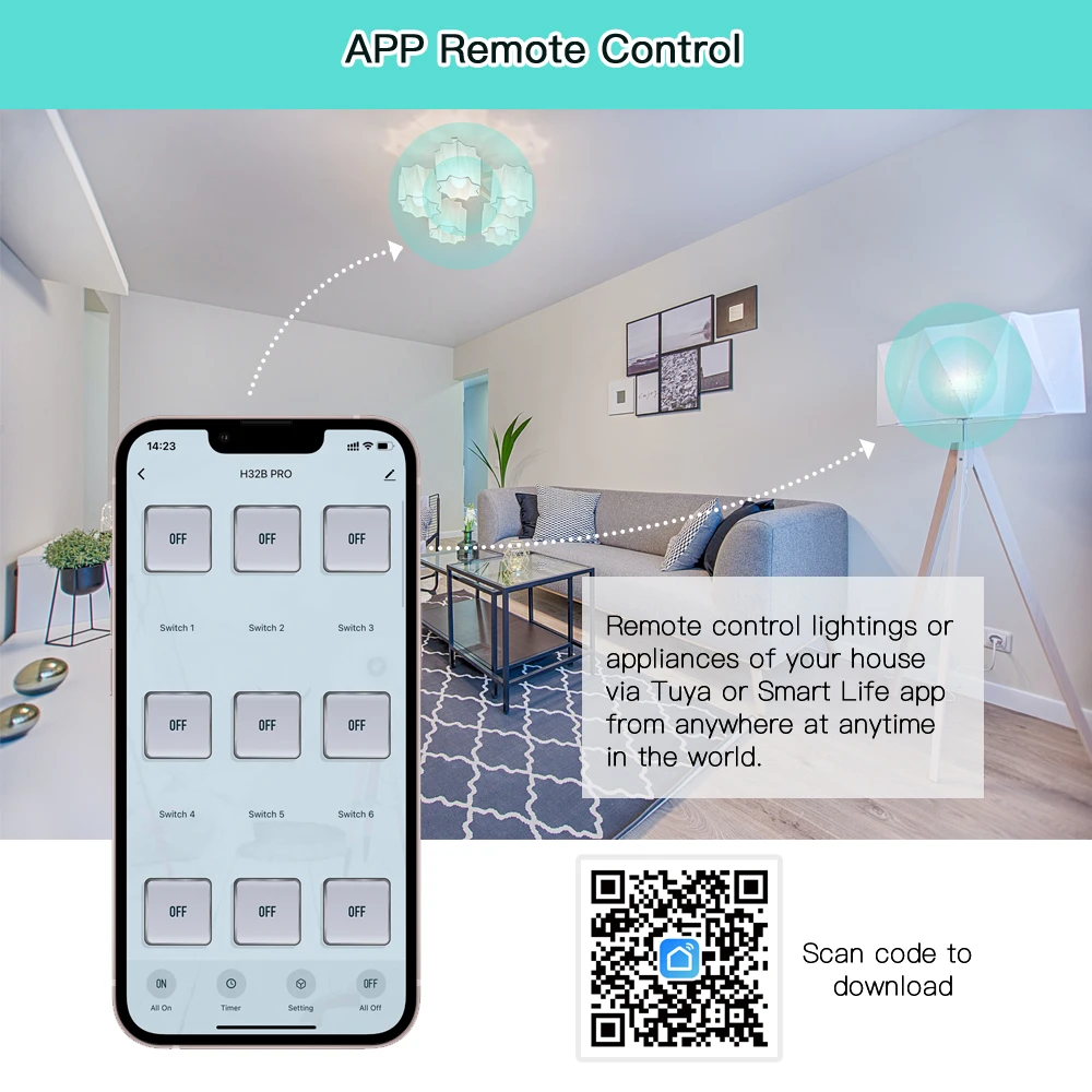 H32B Pro WiFi Tuya Smart Home Switch Remote Control ESP32 MQTT Smart Life with Alexa Google Home Yandex Domoticz OpenHAB Timer