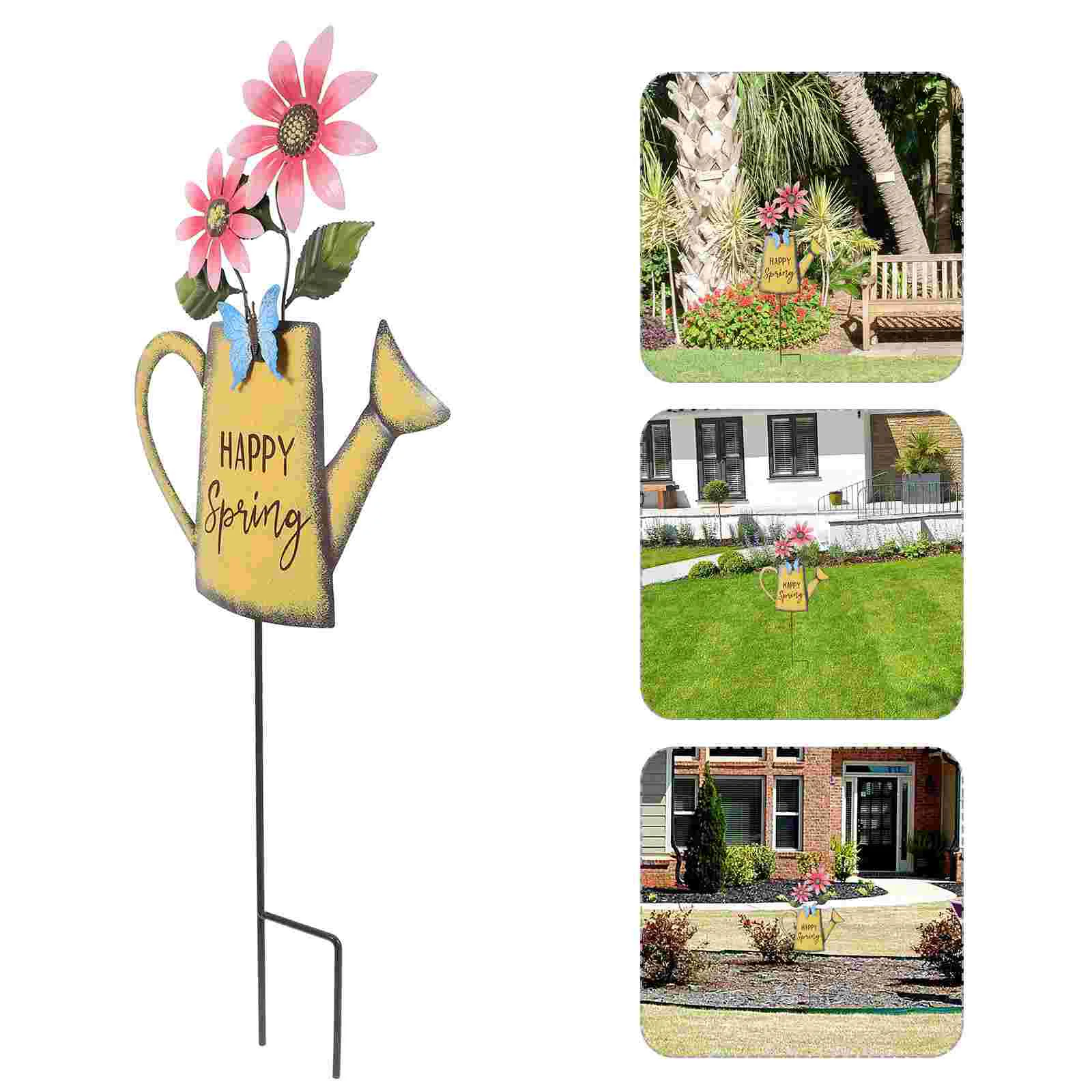 

Flowerpot Floral Kettle Floor Insert Pots Driveway Stake Lawn Ornaments Iron Garden Pick Plant Stakes Metal Crafts