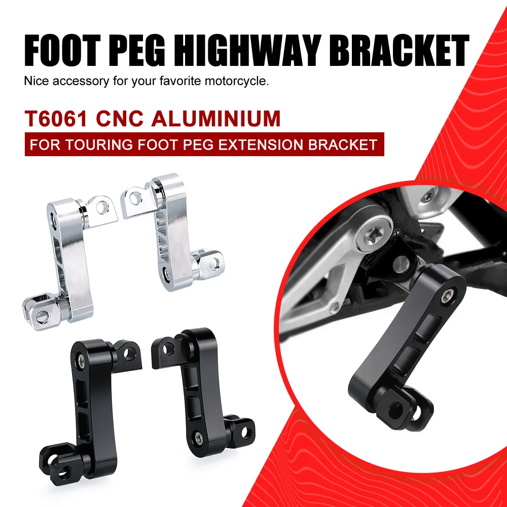 Foot Peg Highway Bracket 360° Adjustable Rugged Foot Peg Clamp Extension Bracket for Touring Foot Peg Extension Bracket