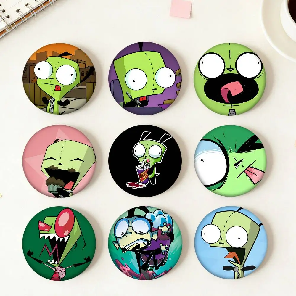 Alien ET Green Invader ZIM Cartoon Round Badge Creative Brooch Clothing Backpack Accessories Lapel Pin