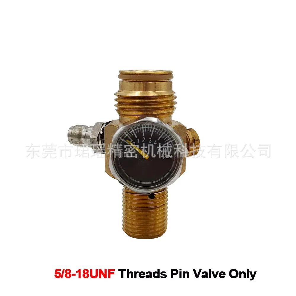 

2Pcs HPA Tank Inflatable Thimble Valve G1/2-14 to 5/8-18 UNF with Male Head with 5PSI Pressure Gauge