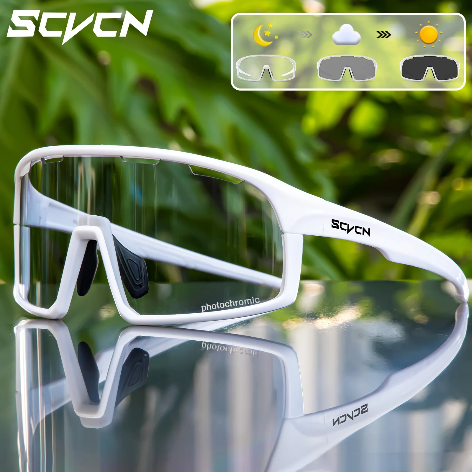 SCVCN nowe okulary fotochromowe okulary przeciwsłoneczne na rower mężczyźni Outdoor okulary sportowe kobiety okulary do jazdy na rowerze UV400 gogle turystyczne