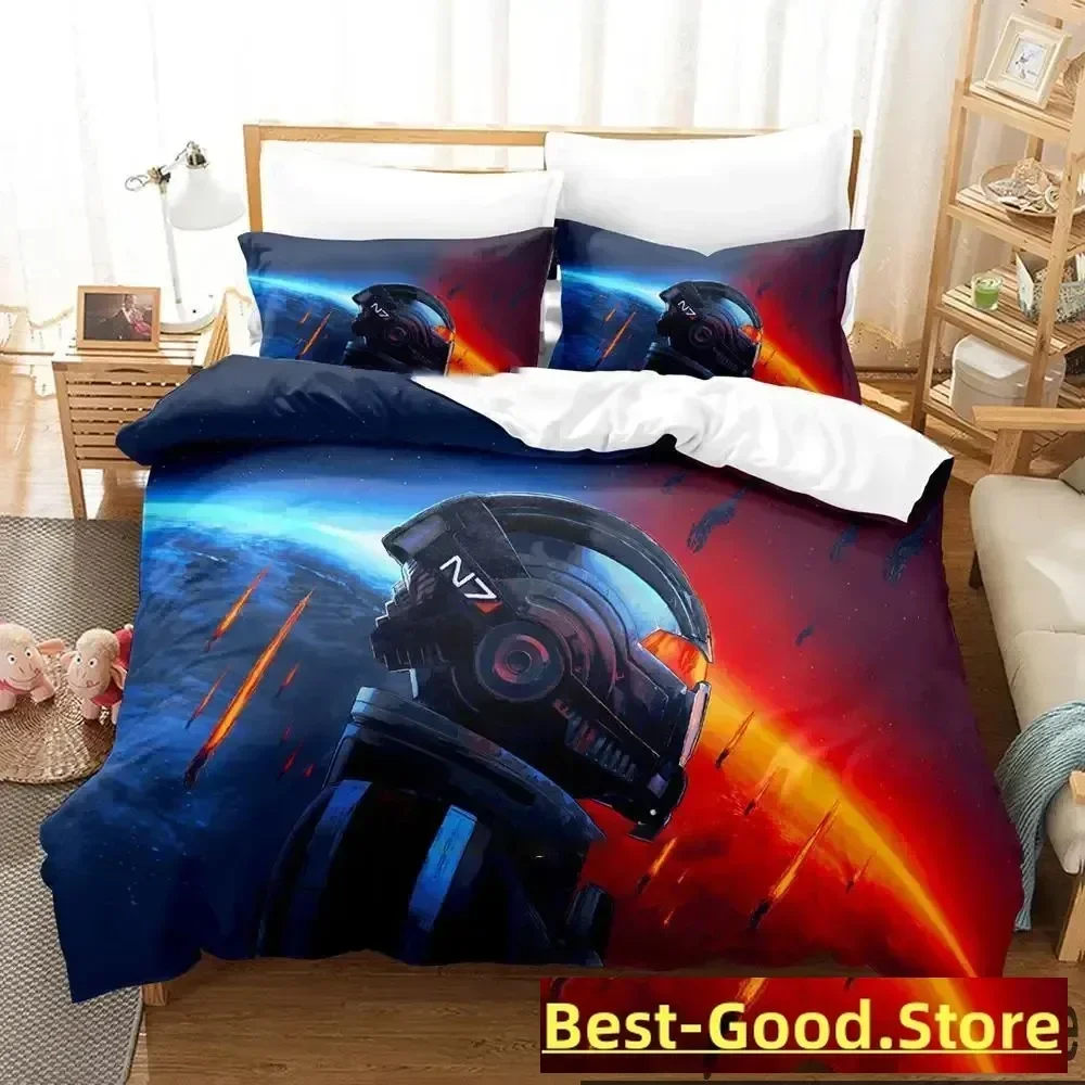 

3D Print Game Mass Effec Bedding Set Boys Girls Twin Queen King Size Duvet Cover Pillowcase Bed boys Adult Home Textileextile