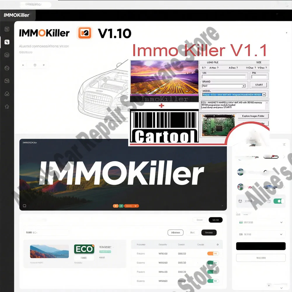 

ImmoKiller V1.10 Newest obd2 scanner IMMO Off Software v1.1 ECU Programmer for Car Repair Immobilizer Passing Tool