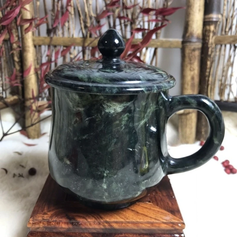 Exquisite Tibetan jade herbal king stone big belly boss water cup teacup mug