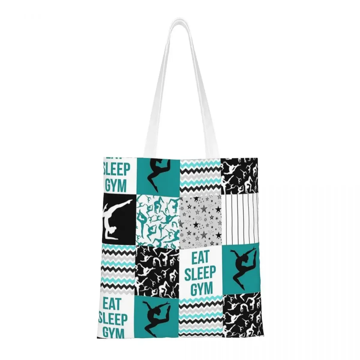 

Unisex Gymnastics Shape Pattern Gift Tote Bags Canvas Grocery Bag for Girl Handbags