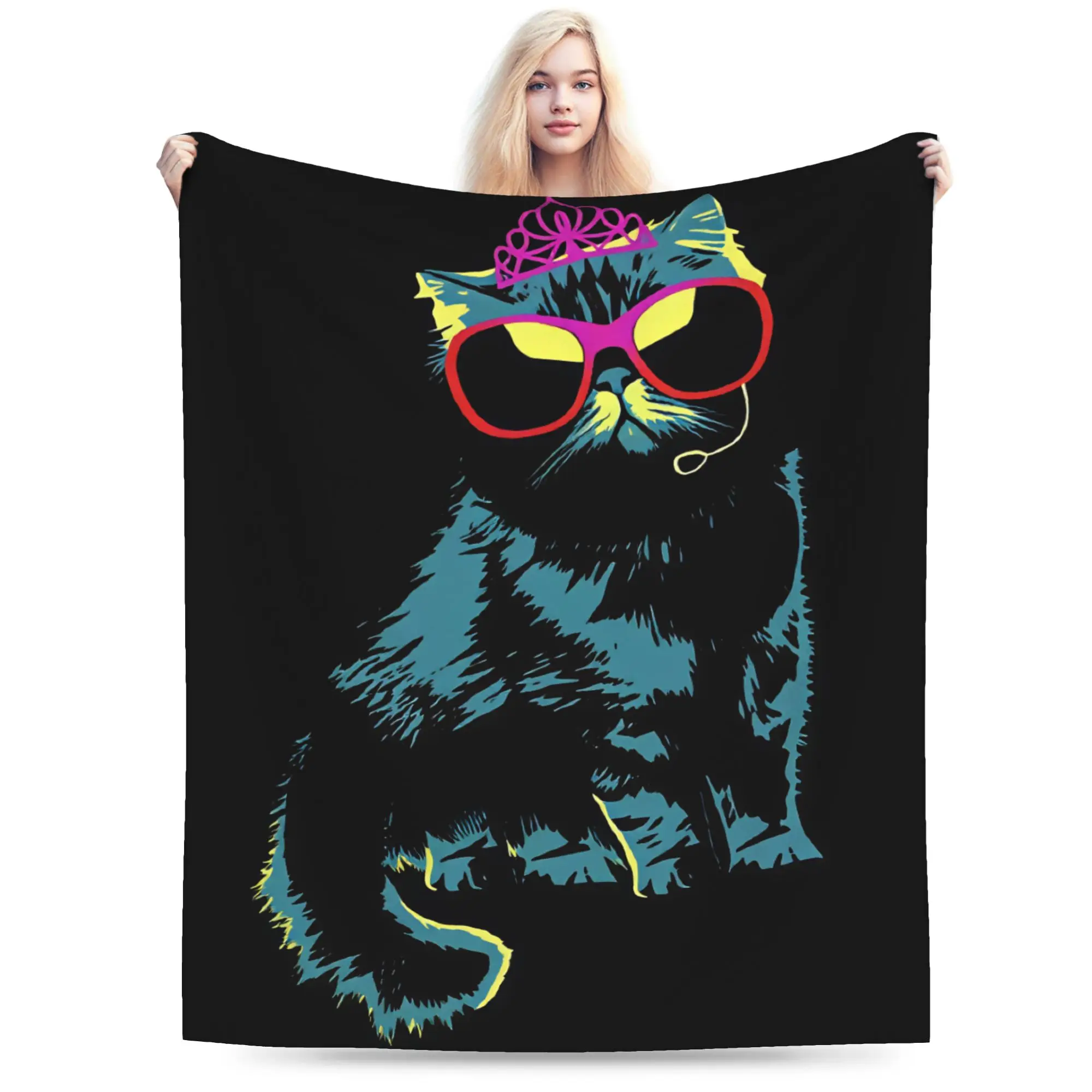Warm Soft Blanket Girls Boys Picnic  Carl Cat Throw Blanket  Flannel Bedspread For Couch Bed Print Sofa Bed Cover