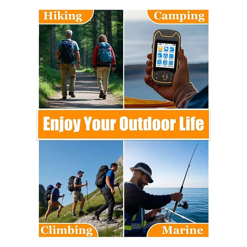 A37T-A8 Handheld GPS Rugged Waterproof Multi-GNSS GPS Navigator For Hiking Satellite Tracking