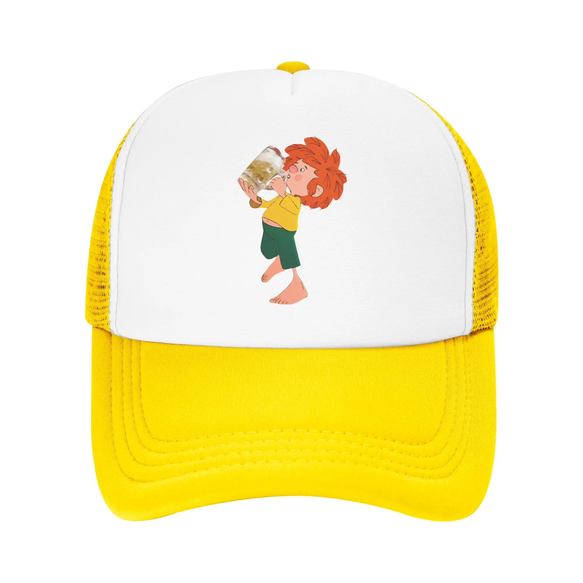 Pumuckl Drinks Beer  Sun Hats  Casual Women Men Mesh Hip Hop Hats Sun-Proof Design Outdoor Gym Baseball Caps Birthday Present