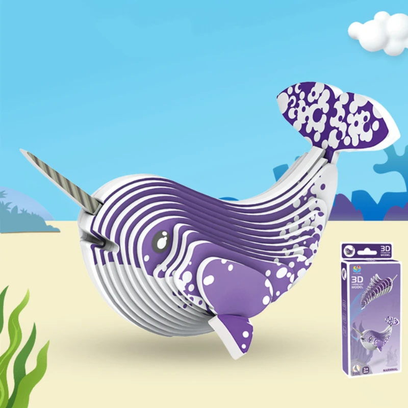 

3D бумажная головоломка с животными для детей, развивающие игрушки Монтессори, забавная ручная сборка «сделай сам», трехмерная модель игрушки для мальчиков и девочек