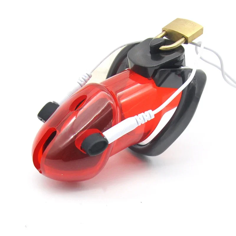 Male Chastity Cage Adult Sex Play Penis Lock Electro Shock Cock Cage Sex Toys for Men 3 Colors Penis Ring Bondage Belt Fetish