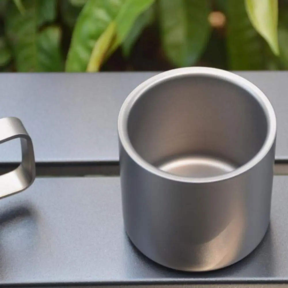 2pcs High Quality Small Size Coffee Cup Double Layer Multistyles Coffee Spoon Teacup Titanium Alloy Cup