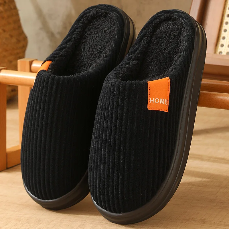 Herren Winter Extra Große Baumwoll-Hausschuhe Bequeme Warme Dicksohlen-Plüsch-Innenschuhe – Detail 2