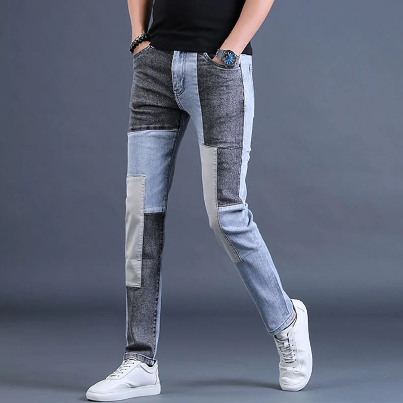 

High Quality Men’s Patchwork Street Fashion Casual Pants,Korea Version Slim-fit Hot Style Pants,Youth Trendy Sexy Pants;