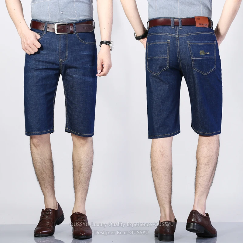 Summer Ultra-thin Men's Denim Shorts Embroidery Business Straight Casual Jeans Short Breathable Bermuda Work Jorts Plus Size 40