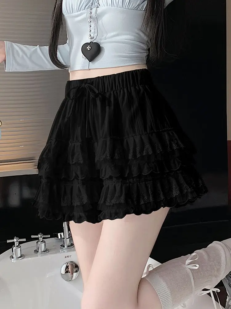 Summer New Lace High Waist Puffy Shorts