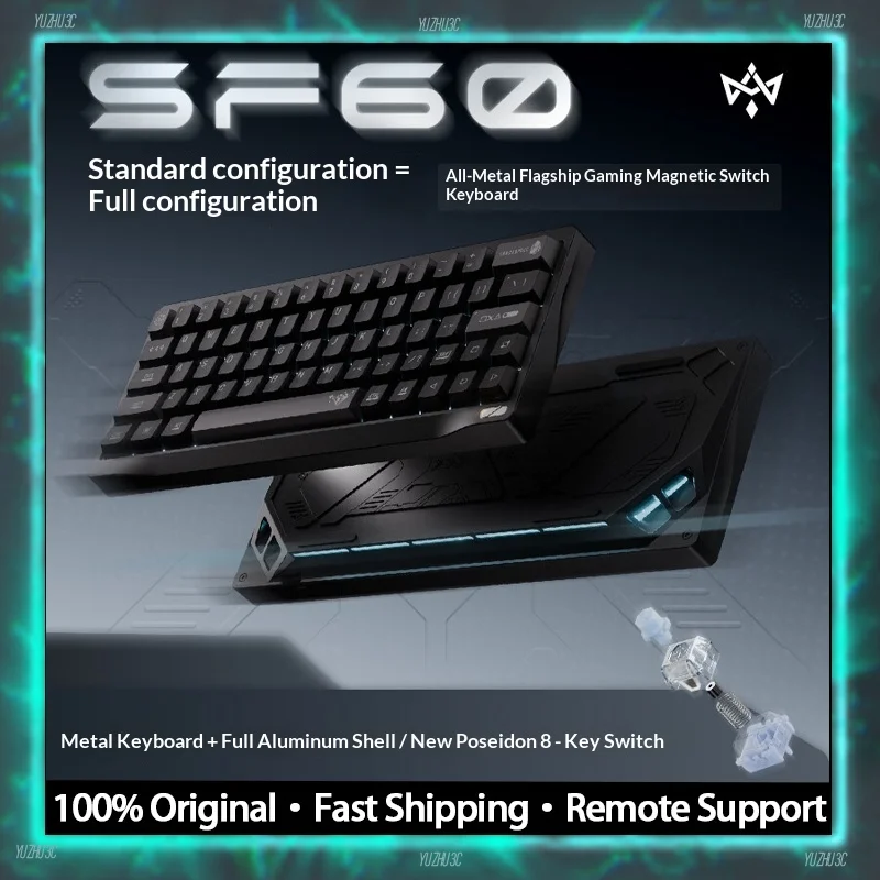 WuqueStudio SF60 Gaming Keyboard Hall Effect Switch 256K Scan Rate 0.08MS Ultra Low Latency 8K Polling Rate Aluminum Case Keycap