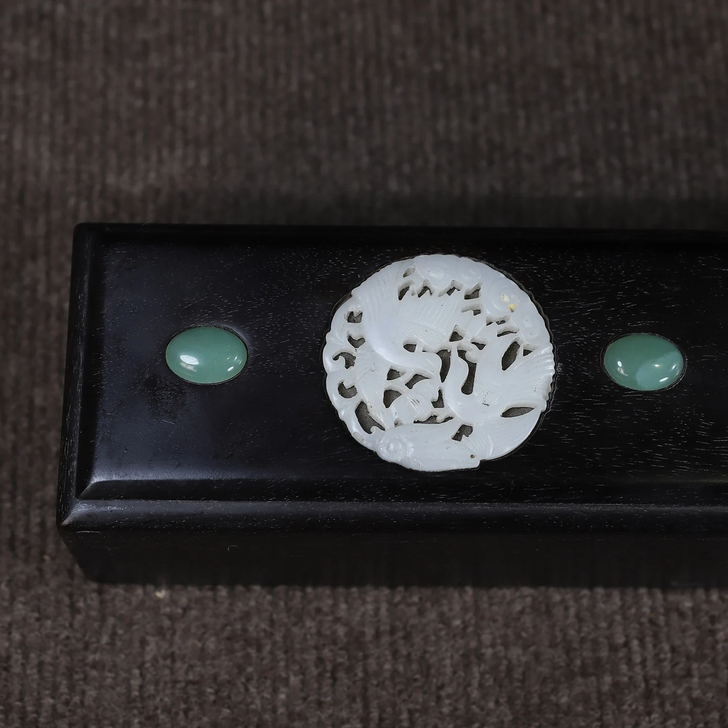 Ebony Wood Inlaid With Jade Pull-Out Multi-Treasure Storage Box