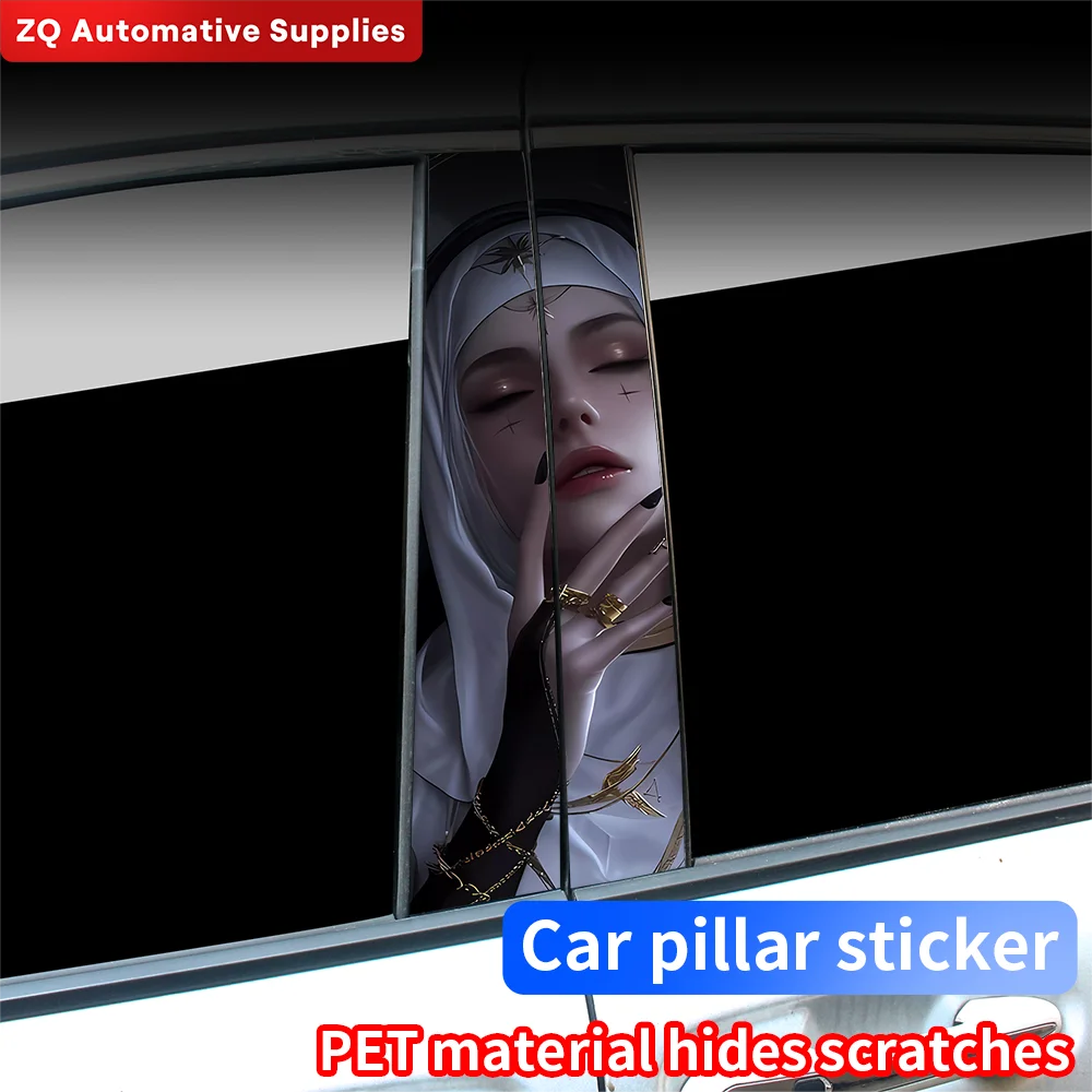 Gothic Nun Sister Car Stickers Car B-pillar Decal Christmas Waterproof Stickers Auto Center Pillar Sticker Cover Scratches Decor