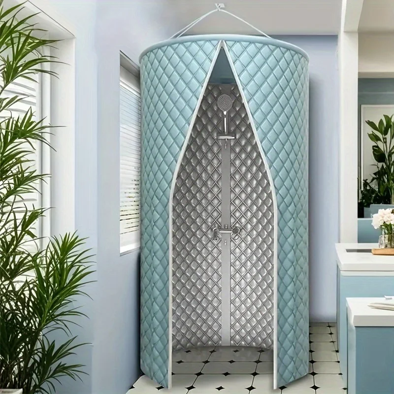 

Waterproof, Thickened, Round Bathroom Shower Cover; Portable, Shower Tent for Home Use; Features Double Zippered Entrance,
