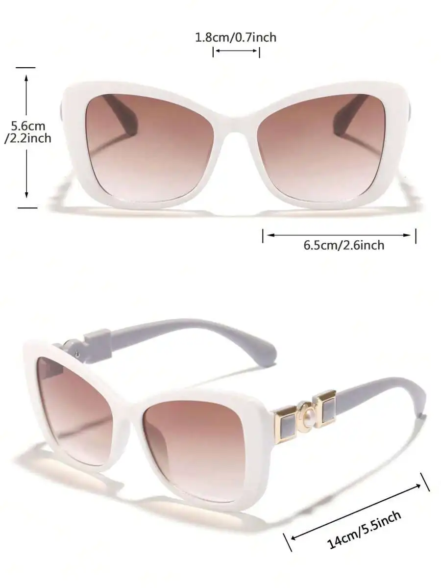 Pearl-Inspired Acrylic Cat-Eye Fashion Glasses, Basic Style For Autumn And Winter, Suitable For Both Business And Casual Wear. view 5