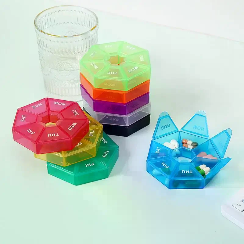 7 Days Pill Storage Box Mini Portable Travel Medicine Dispenser Multifunction Plastic Seven Compartment Sealer Box