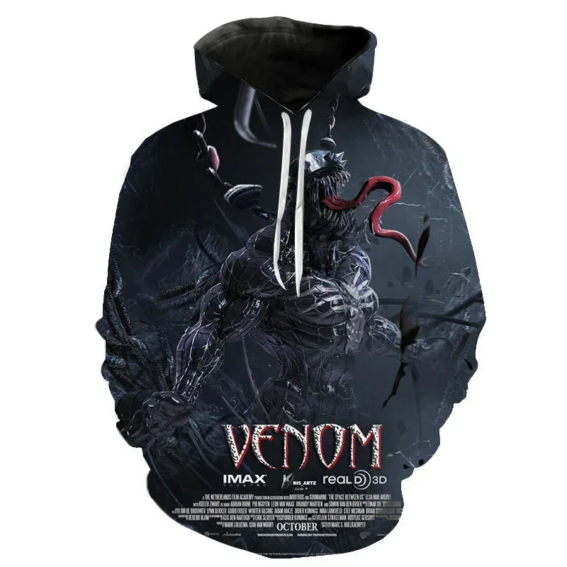 

Venom Men's Hoodie Marvel Pullover Comic Hoodie 3D Printed Clothing Casual Men's Hoodie Fashion Oversized Men's Clothing