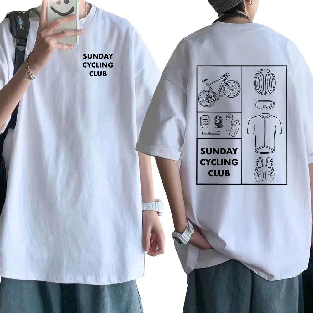 Sunday Cycling Club Bicycle T Shirt Men's Women Clothing Fashion Harajuku Short Sleeves T-shirts Cotton Casual Oversized T-shirt