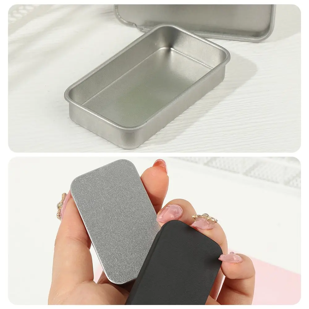 1Pc Mini Metal Tin Box Bins Jar Rectangle Empty Iron Case Portable Small Lipstick Cream Storage Home Eyebrow Soap Organizer